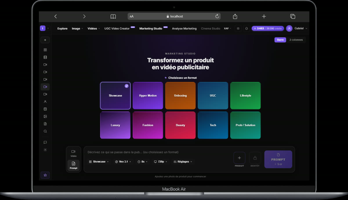 Choisis le type de vidéo que tu veux créer